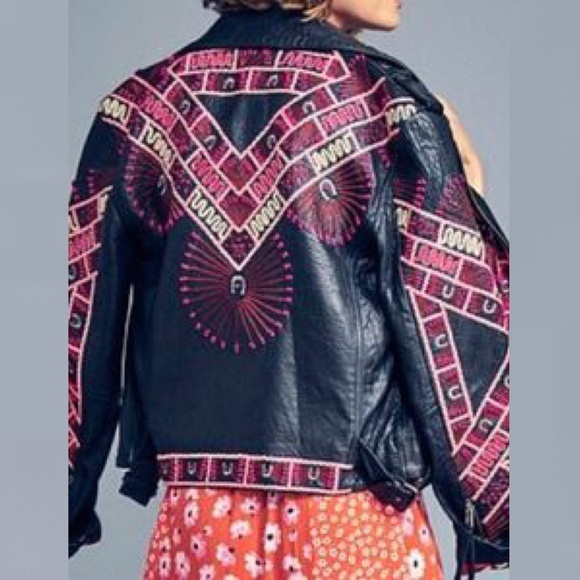 Free People Zandra Rhodes Stardust Biker Jacket - Picture 1 of 11